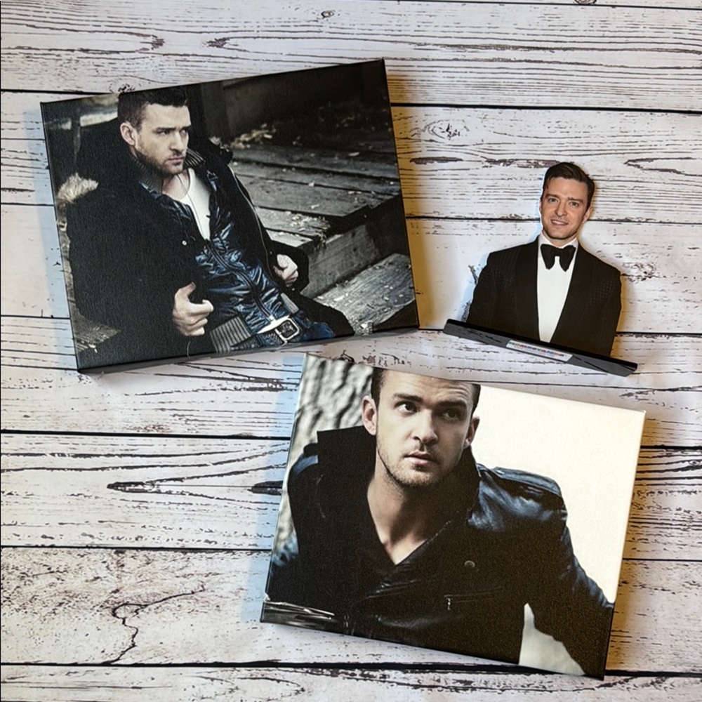 Lot of 2 Justin Timberlake Canvas Wall Prints William Rast Photos & Desk Decor